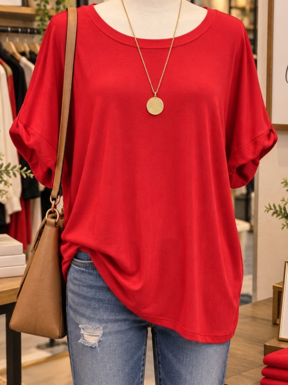 Women’s Relaxed Red Short Sleeve Top Pit 27 To 30